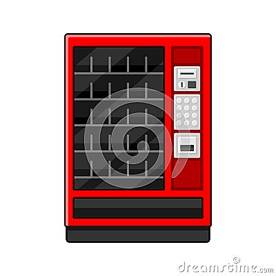 Red Vending Machine on White Background. Vector Vector Illustration