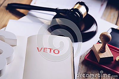 Red veto stamp in notepad Stock Photo