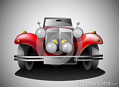 Red Vintage car Vector Illustration