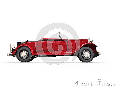 Red vintage convertible car - side view Stock Photo