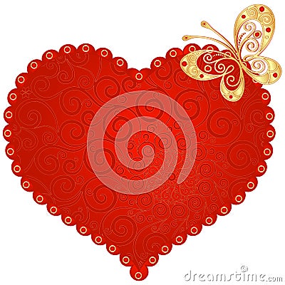 Red vintage heart Vector Illustration