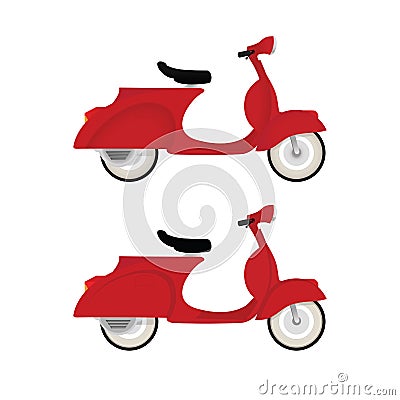 Red vintage motor bike Vector Illustration