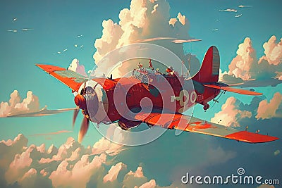 Red vintage plane Stock Photo