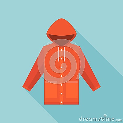 Red vintage raincoat icon Vector Illustration