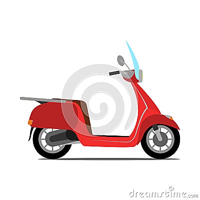 Red vintage scooter. Isolated scooter, template for branding and advertising. Vector Illustration Stock Photo