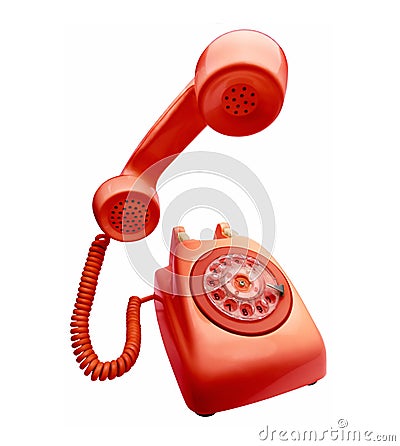 Red vintage telephone Stock Photo