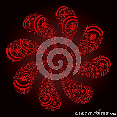 Red Virus Emanation Icon Rotation Turbine Vector Illustration