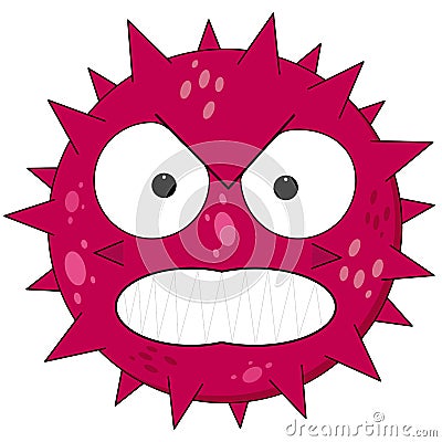 Red virus on white Cartoon Illustration
