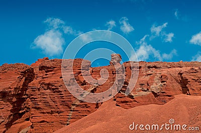 Red volcanic landscape, Lanzarote island Stock Photo