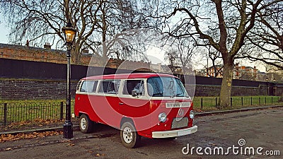 Red Volkswagen vintage van Editorial Stock Photo