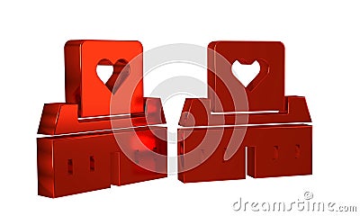 Red Volunteer center icon isolated on transparent background. Stock Photo