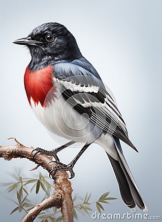 Red Wagtail sitting on a branch Stock Photo