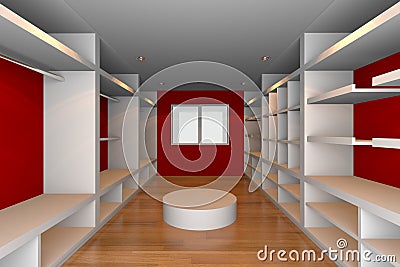 Red walk-in closet Stock Photo