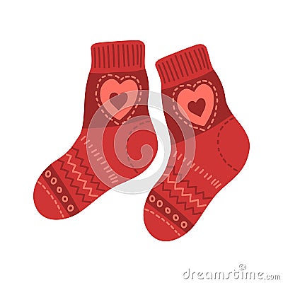 Red warm socks Vector Illustration