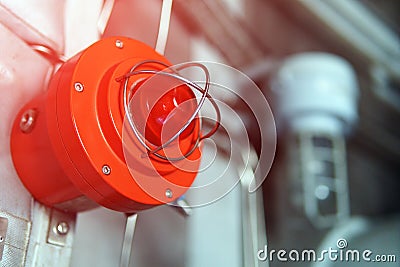 Red warning light of an emergency beacon at an industrial facility Stock Photo