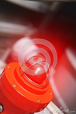 Red warning light of an emergency beacon at an industrial facility Stock Photo