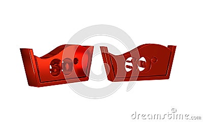 Red Washing under 60 degrees celsius icon isolated on transparent background. Temperature wash. Stock Photo