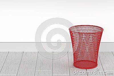 Red wastepaper basket Stock Photo