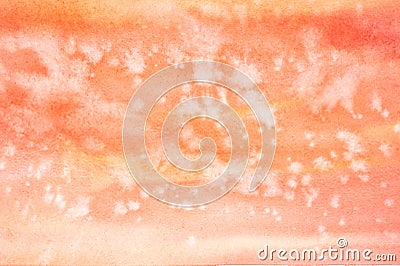 red watercolor with white spots. painted textured paper with watercolor paints of different orange color. background or backdrop o Stock Photo