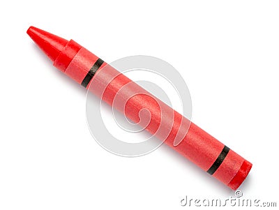 Red Wax Crayon on White Stock Photo