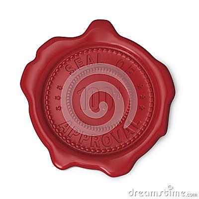 Red wax seal of approval Stock Photo