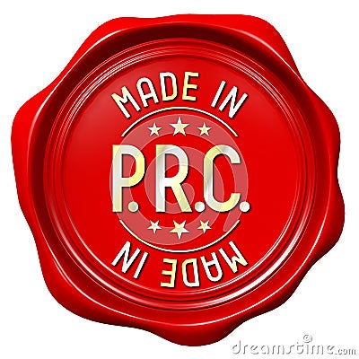 Red wax seal - made in PRC, People Republic of China Stock Photo