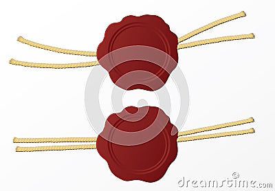 Red wax seal or stamp isolated Vector Illustration