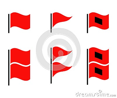 Red weather warning flags icon set Stock Photo