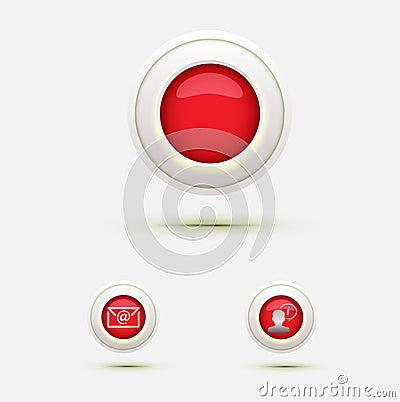 Red Web buttons round icon contact us live support telephone chat Vector Illustration