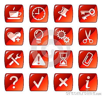 Red web icons / buttons 2 Vector Illustration