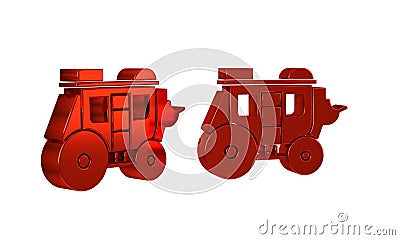 Red Western stagecoach icon isolated on transparent background. Stock Photo