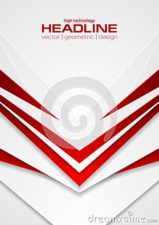 Red and white abstract tech arrows flyer background Vector Illustration