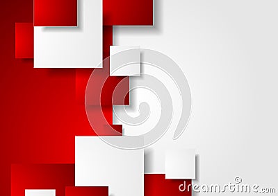 Red and white abstract tech squares background Vector Illustration