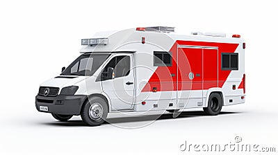 Red And White Ambulance Isolated On White Background Stock Photo