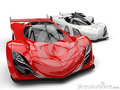 Red and white awesome concept super cars Stock Photo