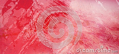 Red and white background texture and distressed paint grunge design with scratched lines and paint blobs in artsy abstract Stock Photo