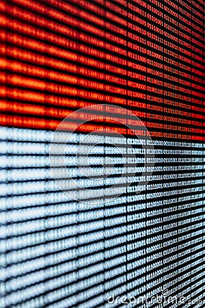 Red and white binary language over a screen background Stock Photo