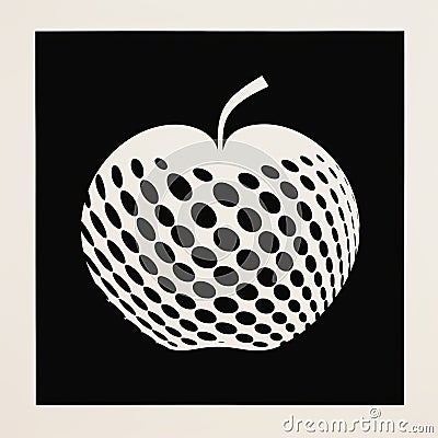 Black And White Apple Poster: Optical Op Art Inspired Pop Art Design Stock Photo