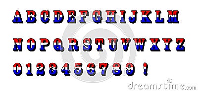 Red White Blue Alphabet Letters Text Patriotic USA Stock Photo