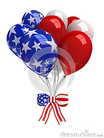 Red, white, and blue balloons isolated on white Stock Photo