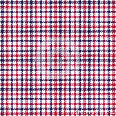 Red white blue check twill plaid Stock Photo