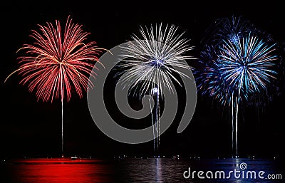 Red, White, & Blue Fireworks Stock Photo