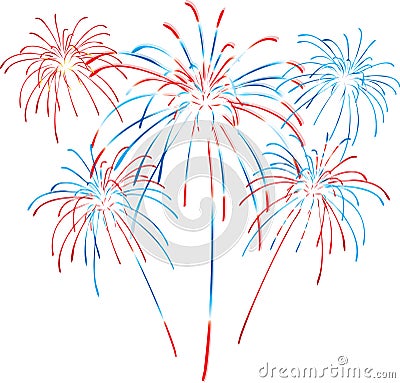 Red White and Blue Fireworks Stock Photo