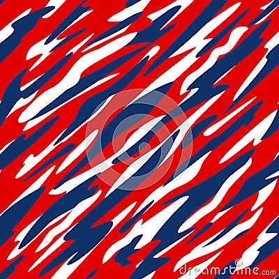 Red, White and Blue Patriotic Abstract Diagonal Camo Style Seamless Repeating Pattern Vector Illustration Vector Illustration