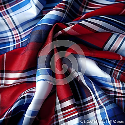 Red, White, And Blue Plaid Fabric For Vibrant Logo Screen Printing Stock Photo