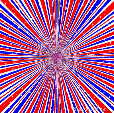 Red White And Blue Rays Background With Stars Vector Illustration