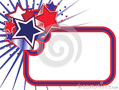 Red, White and Blue Stars Banner on White BKGD Vector Illustration