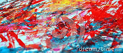 Red white blue yellow painting blurred abstract vivid background, texture and strokes of brush Stock Photo