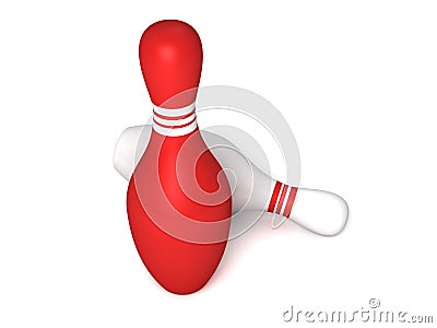 Red and white bowling pins Stock Photo