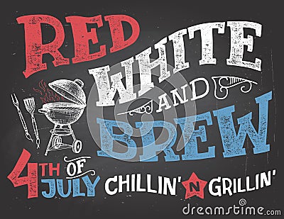 Red White and Brew 4th of July celebration Vector Illustration